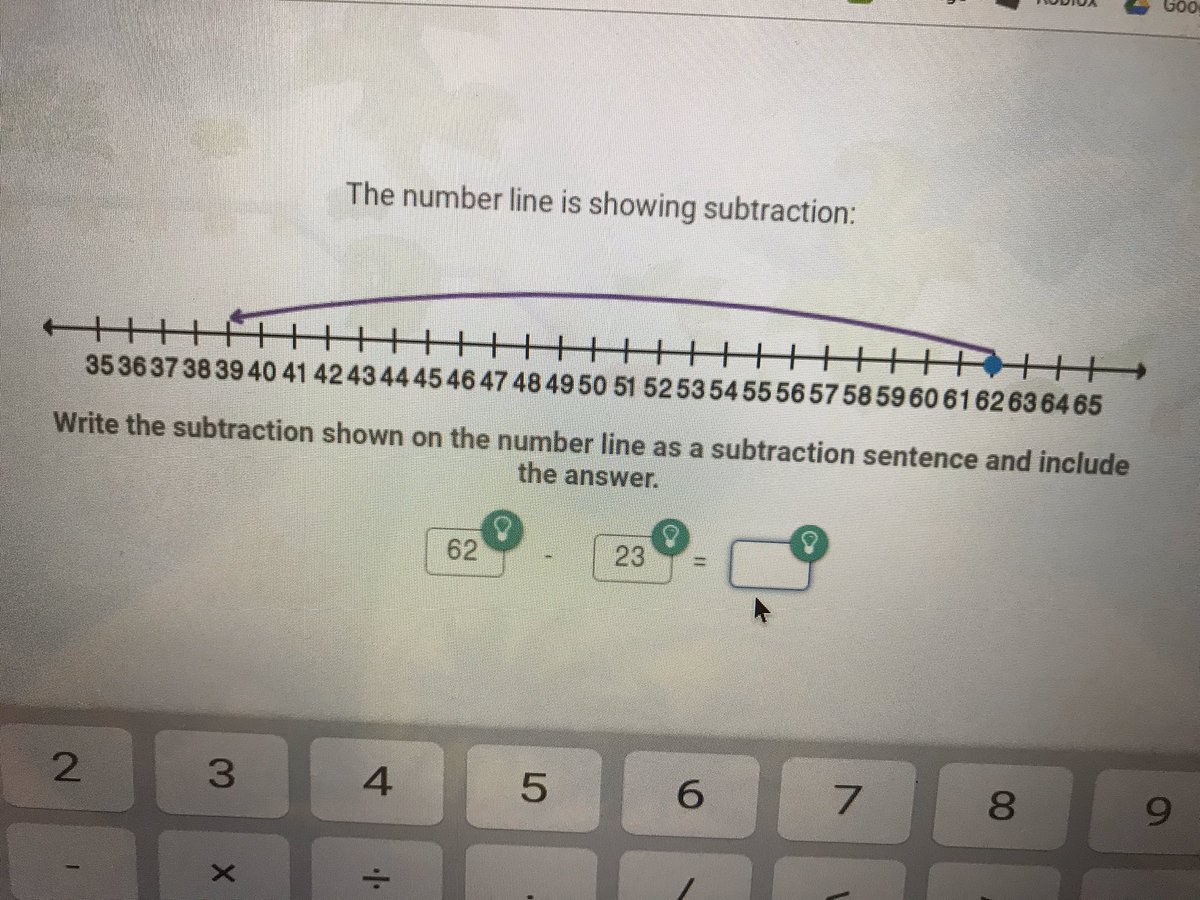 8/These programs need to do a better job. Is this subtraction question showing 62-39=23 or 62-23=39?While we know it could be either, the program only allows 1 correct answer.