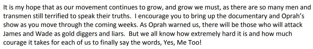 After LN, Fradkin sent a newsletter to his members where he described the "empowered" experience of being the expert for Oprah's Feb 27 taping.Fradkin notes Anthony Edwards was his alumni & how at least 10 others in attendance were from Fradkin's group. https://menhealing.org/resources/Documents/External%20Fliers/After%20Neverland%20-%20Oprah%20Taping%20-%20Fradkin%20Reflections%20-%203-03-19.pdf