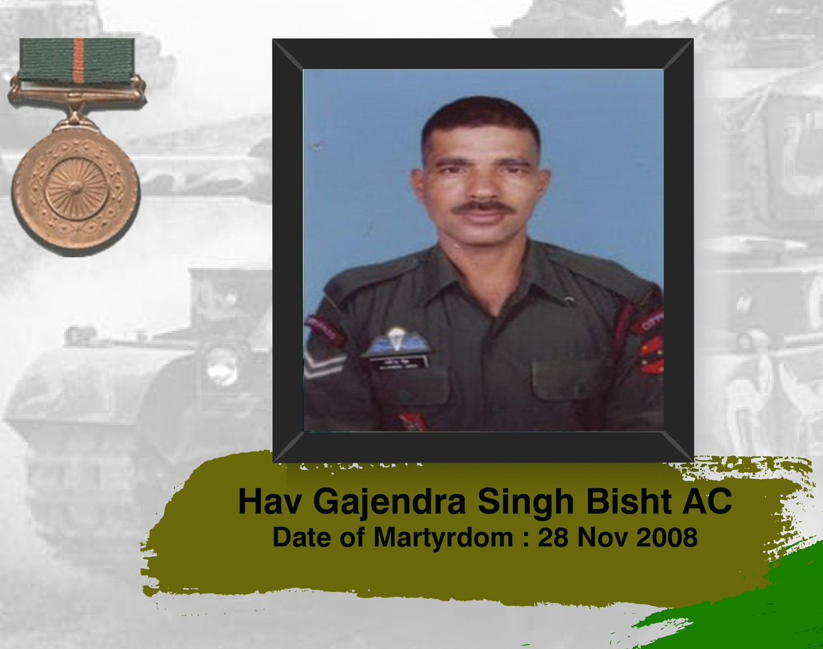 Join me in paying homage to 
Hav Gajendra Singh Bisht, Ashok Chakra(Posth), 51SAG
Seized the day at Nariman House, 26/11 #MumbaiTerrorAttack