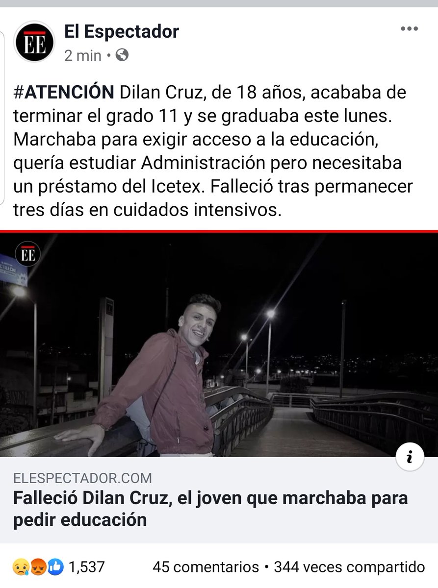 AlejaLoC's tweet image. Que tristeza leer esto, que rabia, morimos luchando por nuestros derechos, hay que resistir por él #DylanCruz @IvanDuque es suficienteeeee haga algo que usted dijo que no seríamos Venezuela.