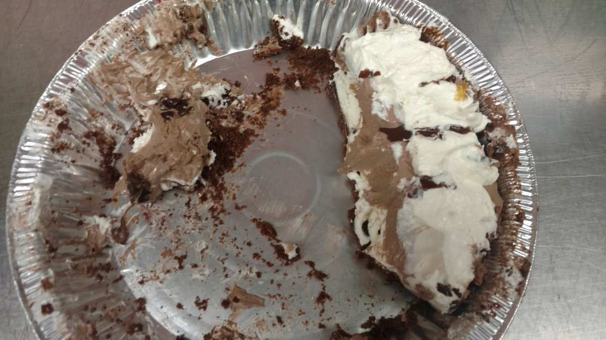CigarBossReview's tweet photo. I'm cleaning out the fridge at work, and I find this. Who eats pie like this?!? These people can't be trusted... https://t.co/SDBnt79KEx