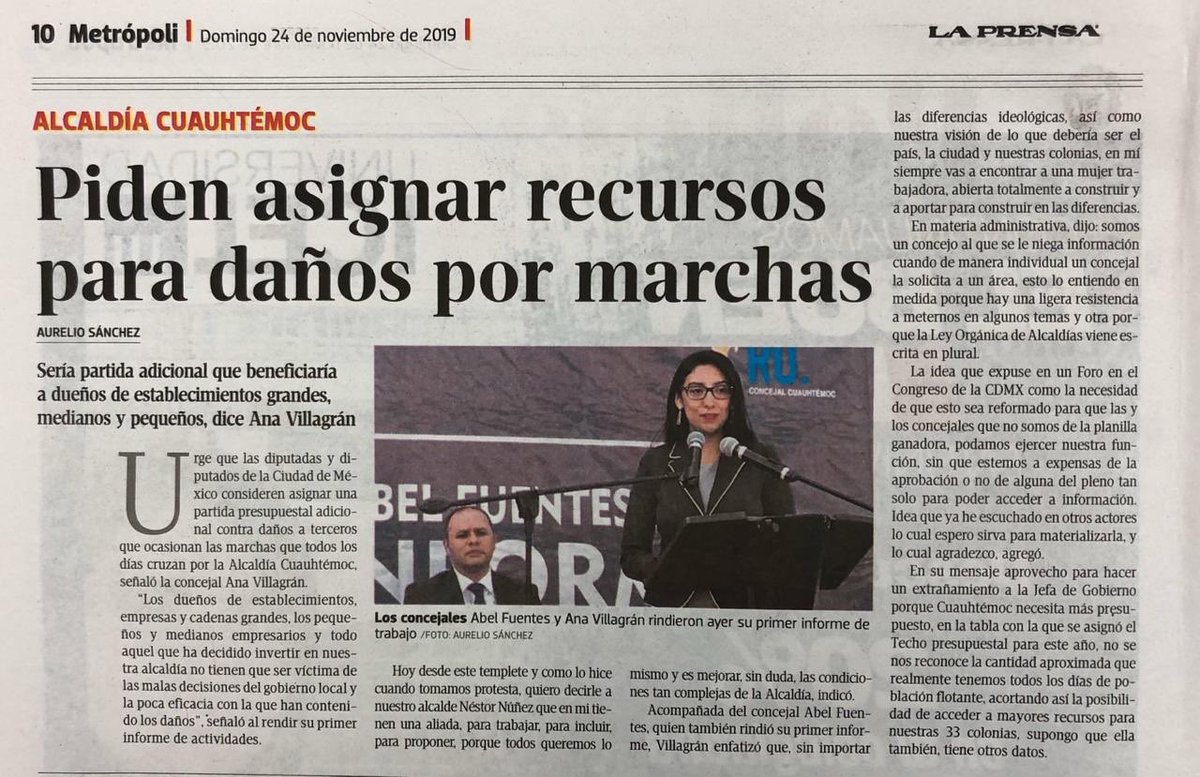 AnaJVillagran's tweet photo. En mi #1erInformeLabores como Concejal en @AlcCuauhtemocMx pedí a Diputad@s de esta Demarcación que soliciten asignación de presupuesto extra para daños ocasionados por marchas. Los destrozos de hoy reafirman esta solicitud. Cuauhtémoc sufre consecuencias y su gente también ⤵️ https://t.co/BEBcW6tcdJ