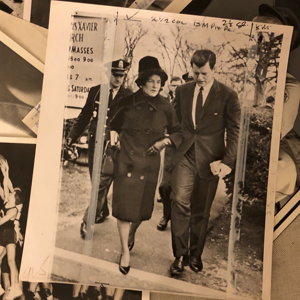 1/x I bought this news photograph recently on ebay, listed plainly as "1963 Press Photo Senator Edward M. Kennedy & mother Rose, Hyannis, Massachusetts," without description or irony. When I saw it, it took my breath away; I knew what the caption on the back would say.