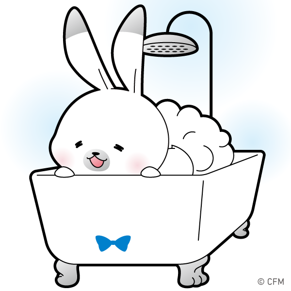 「うさぁ〜〜〜♪
#いい風呂の日 #ウサギなのにバスタブは猫足 」|ラビット【公式】ユキネのイラスト