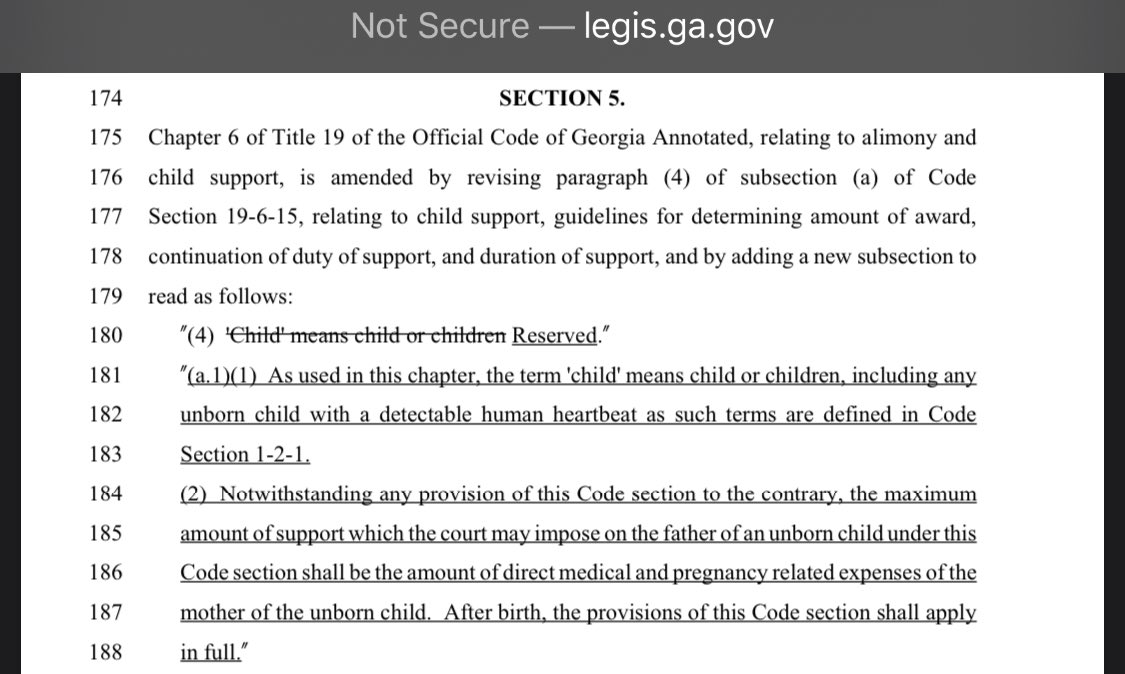 When reading Georgia’s LIFE Act earlier this year, I saw this was actually something addressed in Section 5. Once the Act had a preliminary injunction placed upon it for the vague expansion of personhood, that provision was blocked.3/