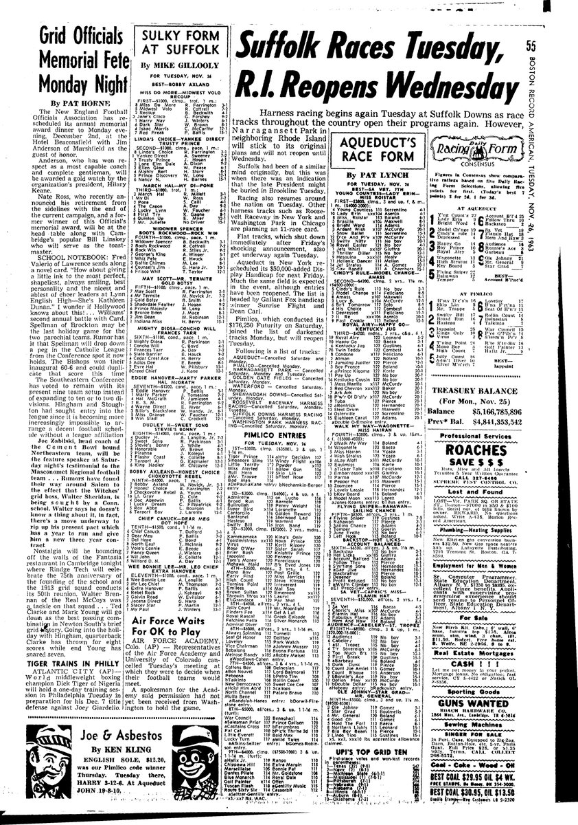 11/x Indeed, there were way fewer incremental editions over those days when the nation was in shock and mourning, because the tracks were shuttered, so there was no need to crank out as many different versions to sell to racing fans/gamblers. See here, inside that same edition: