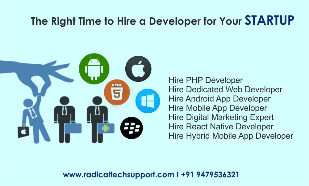 talk2rts's tweet image. The right time to hire a developer for your startup.
#hire_php_developer
#hire_dedicated_web_developer
#hire_mobile_app_developer
#hire_android_app_developer
#hire_react_native_app_developer
#hire_digital_marketing_expert
Call : 9479536321