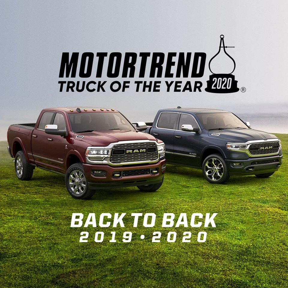 In case you haven't heard, the Ram Heavy Duty has been named the 2020 MotorTrend Truck of the Year! #RAMHD #MTTOY
drumhellerchrysler.com 403-823-8898.