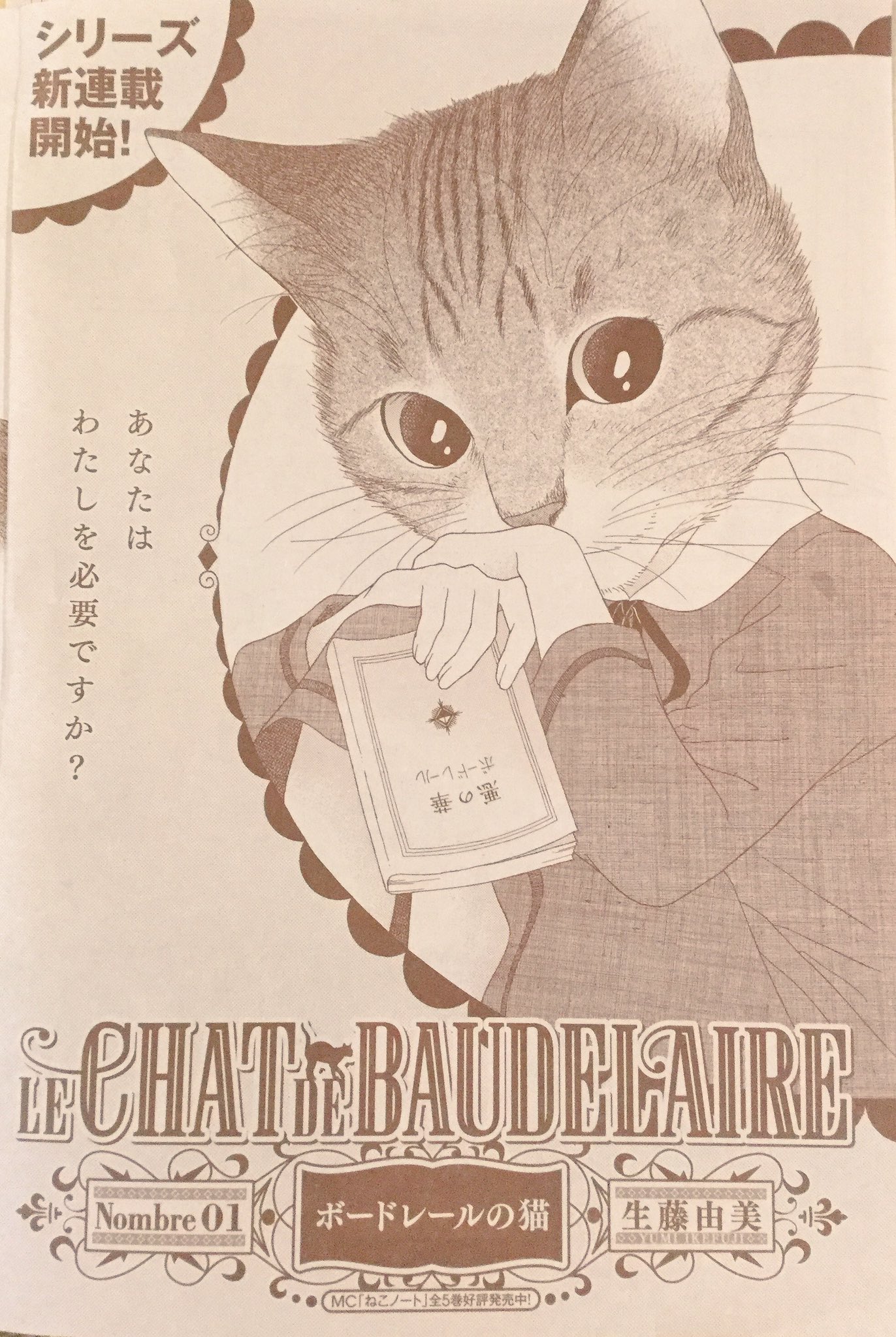 生藤由美 猫漫画 ボードレールの猫 掲載誌が届きました 刷りだしも届いてます タイトルにもなっている ボードレール の詩集ですが 気に入っている訳が当初誰のものか分からず 長いこと探しました 笑 第１話 よろしくお願い致します ボード