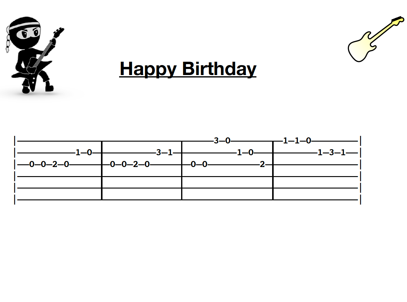 The Guitar Ninja on Twitter "TAB Tuesdays⁠ .⁠ It's not the Ninja's Birthday, but I'm sure it is