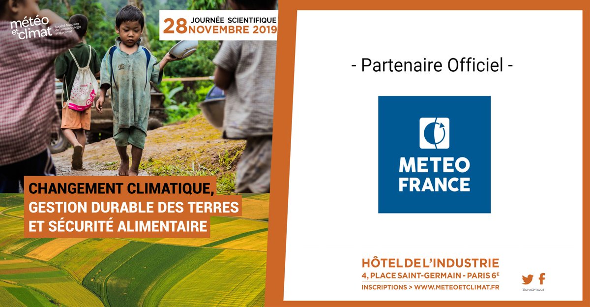 MeteoClimat's tweet photo. 🌿 Merci à @meteofrance partenaire officiel de la Journée Scientifique 2019 “Changement climatique, gestion durable des terres et sécurité alimentaire” de son engagement de tous temps à nos côtés ! #JS2019
👉 https://t.co/Md8IYEyPJx https://t.co/DGj4KzDMBj