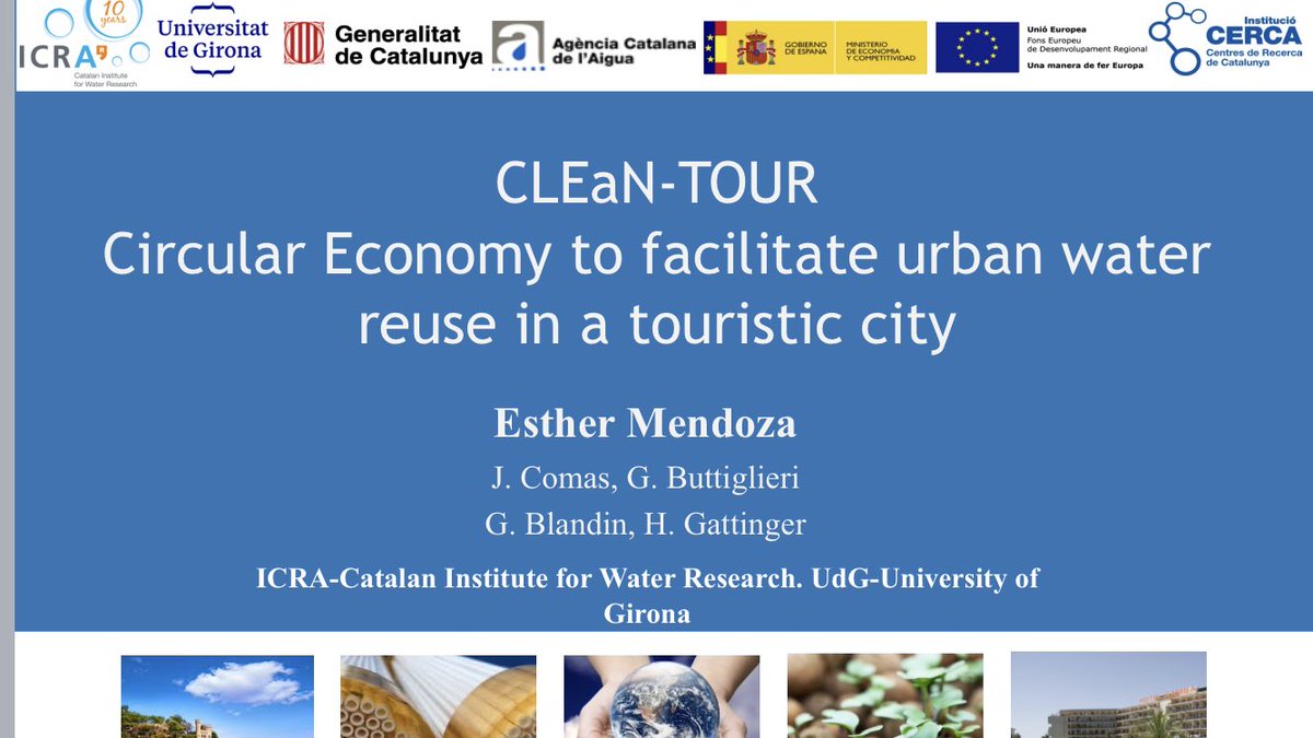 quim_comas's tweet photo. Esther Mendoza @oh_mindi presents #CLEaN-TOUR project about integrating osmotic membranes, MBR and nature-based solutions to treat and reuse greywater in a safe manner in touristic facilities; micropollutants and pathogens will be the main target in the edible plants produced! https://t.co/eR67l4pyI1