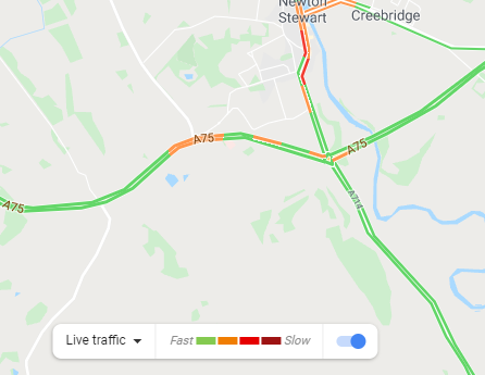 trafficscotland's tweet photo. ❗NEW⌚11.05
#A75 RTC
RTC partially blocking the #A75 at Newton Stewart at #A714
#DriveSafe @ScotTranserv https://t.co/DD7Xju8lPx