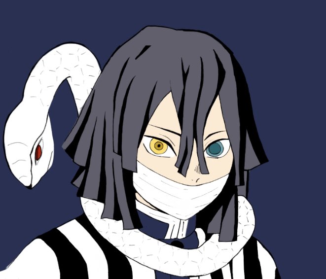 あばさんがTwitterに投稿した伊黒小芭内(鬼滅の刃)のイラスト。