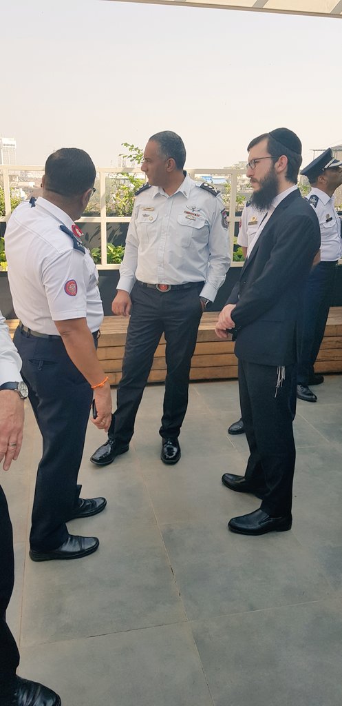 Yaakov_FINKLSTN's tweet photo. Paying tribute to the victims & heroes of 26/11#MumbaiTerrorAttack, Com. of Israeli Fire Fighters, Dedy Simhi, w/ his Mumbaikar counterpart, Chief Prabhat Ranghdale, visited #NarimanHouse. Ranghdale told of his fight w/ terrorists. #Chabbad Rabbi showed bullets holes in Holy Ark. https://t.co/ovKp5IK5HJ