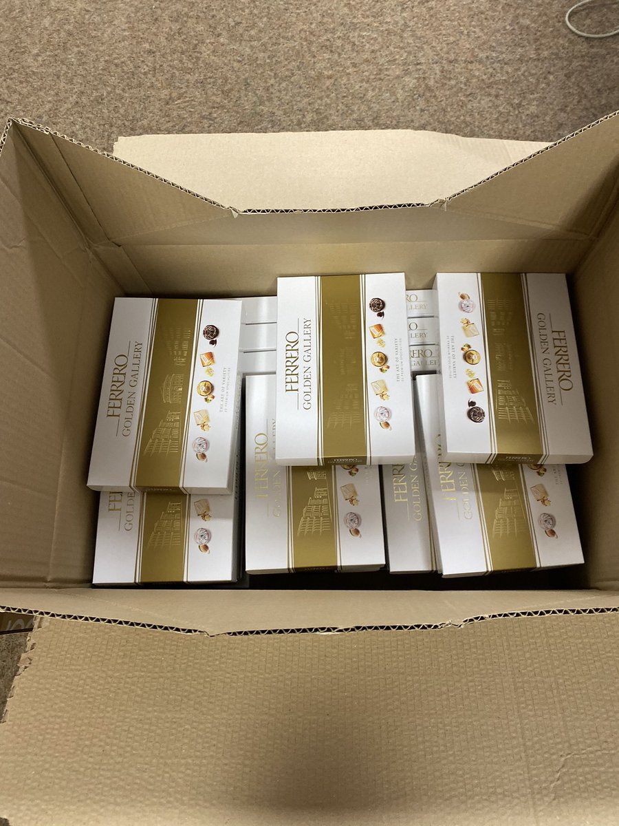 Tea0511's tweet photo. Ordered chocolates from @LoveWilko for our customers. Ordered 24 boxes of chocolates and came in 4 huge boxes .. I have put them all in 1 box with room to spare. Some adjustments need to happen in the warehouse. #savetheplanet #recycle #notacceptable https://t.co/APZcpVdbZv