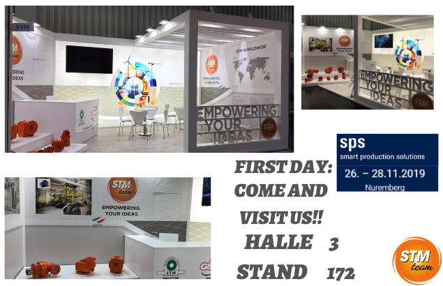 STM_spa's tweet photo. FIRST DAY !! #sps #messe #instafair #gearboxes #nuremberg #smartsolutions SPS 2019 STM TEAM-HALLE 3 STAND 172- COME AND VISIT US!! https://t.co/IVgVT5Y114