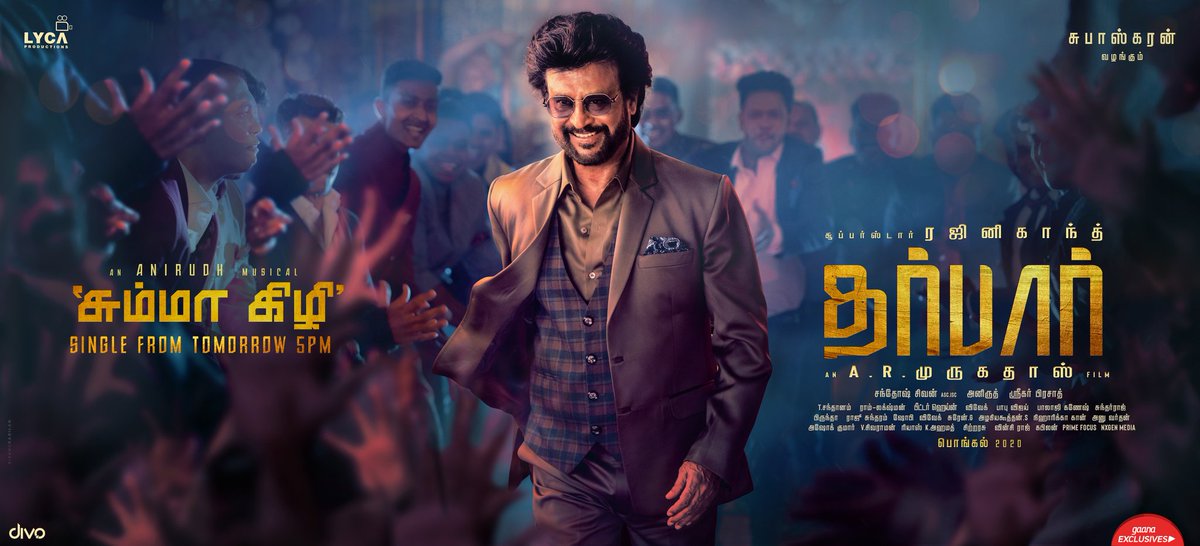 LycaProductions's tweet photo. #ChummaKizhi 👌🏻😉 single from tomorrow 5PM 💥 an @anirudhofficial musical 🎶

Watch out for some surprise in the Lyric video 🤩 How excited are u all? 🙌🏻

#DARBAR #Thalaivar @rajinikanth @ARMurugadoss #Nayanthara #SPB sir 🎙️ @Lyricist_Vivek ✒️🎶 #DarbarPongal #DarbarThiruvizha https://t.co/Q7FlBJx4BZ