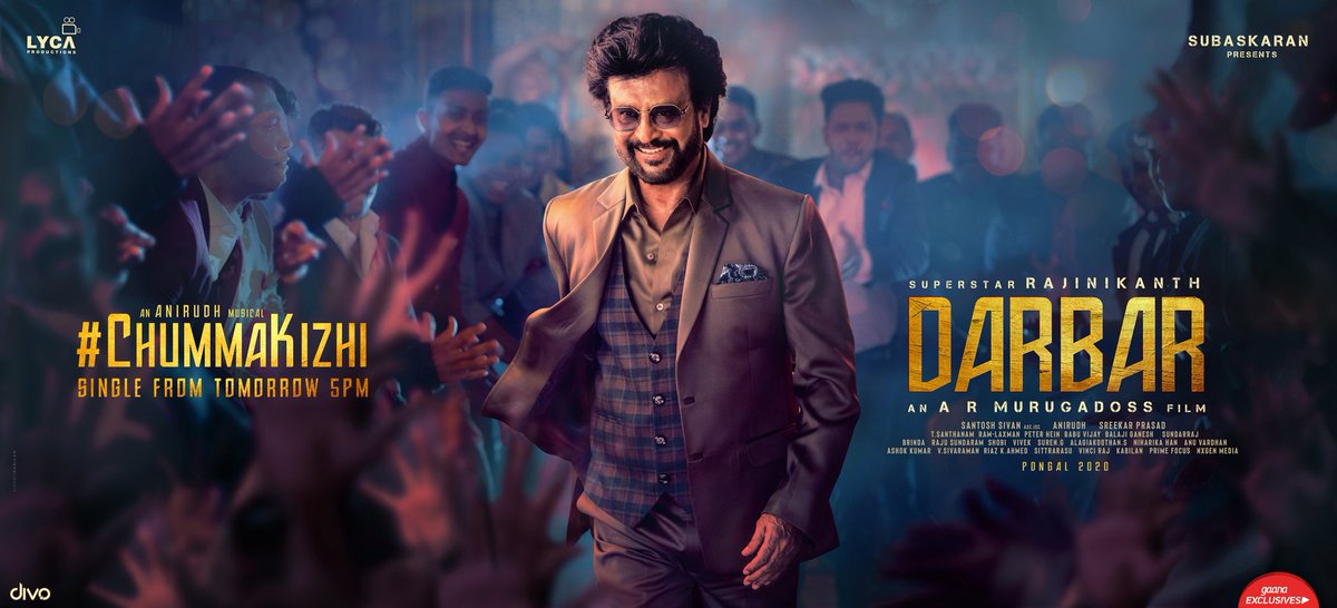 LycaProductions's tweet photo. #ChummaKizhi 👌🏻😉 single from tomorrow 5PM 💥 an @anirudhofficial musical 🎶

Watch out for some surprise in the Lyric video 🤩 How excited are u all? 🙌🏻

#DARBAR #Thalaivar @rajinikanth @ARMurugadoss #Nayanthara #SPB sir 🎙️ @Lyricist_Vivek ✒️🎶 #DarbarPongal #DarbarThiruvizha https://t.co/Q7FlBJx4BZ