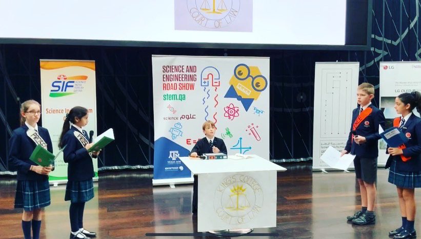 KingsDoha's tweet photo. Congratulations to KCD Yr7 scientists for their winning presentation ‘The People vs Mr Chlorine’! Visit our Facebook page to see the full video: @kingscollegedoha

#periodictable #150anniversary #scienceIndiaForum #IYPT2019 #IUPAC https://t.co/4Jbd7dQVUp