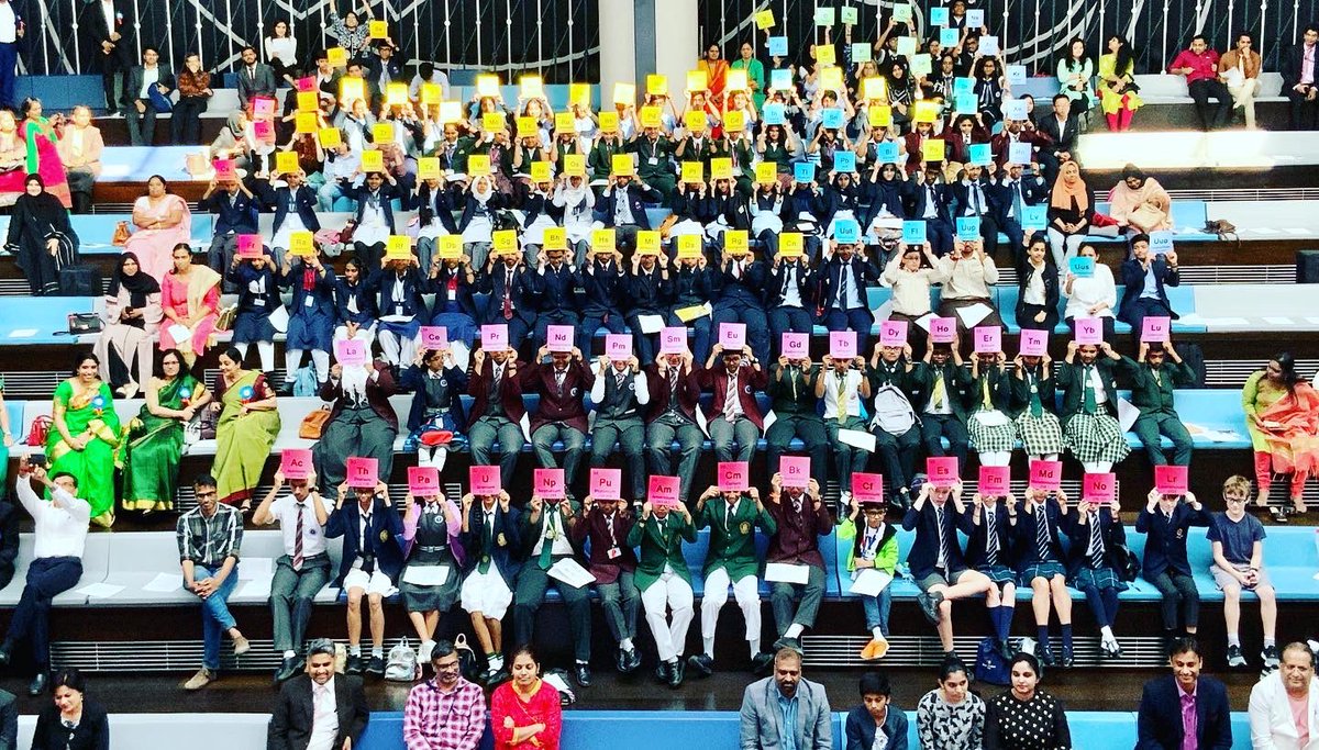 KingsDoha's tweet photo. Congratulations to KCD Yr7 scientists for their winning presentation ‘The People vs Mr Chlorine’! Visit our Facebook page to see the full video: @kingscollegedoha

#periodictable #150anniversary #scienceIndiaForum #IYPT2019 #IUPAC https://t.co/4Jbd7dQVUp
