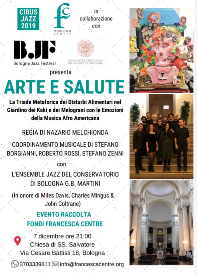 CentreFrancesca's tweet photo. Si prospetta una serata intensa alla chiesa di S. Salvatore il 7 dicembre! Alle ore 21, in collaborazione con @BolognaJazzFest e l'ensemble Jazz del Conservatorio G.B. Martini di Bologna.

#Arte e #Salute #disturbialimentari
@corrierebologna @rep_bologna https://t.co/ToIUaX0KZn