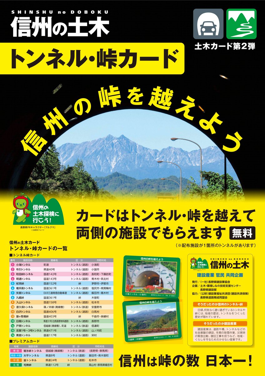 ご存知でしたか？信州は峠の数が日本一！長野県の土木カード第2弾は