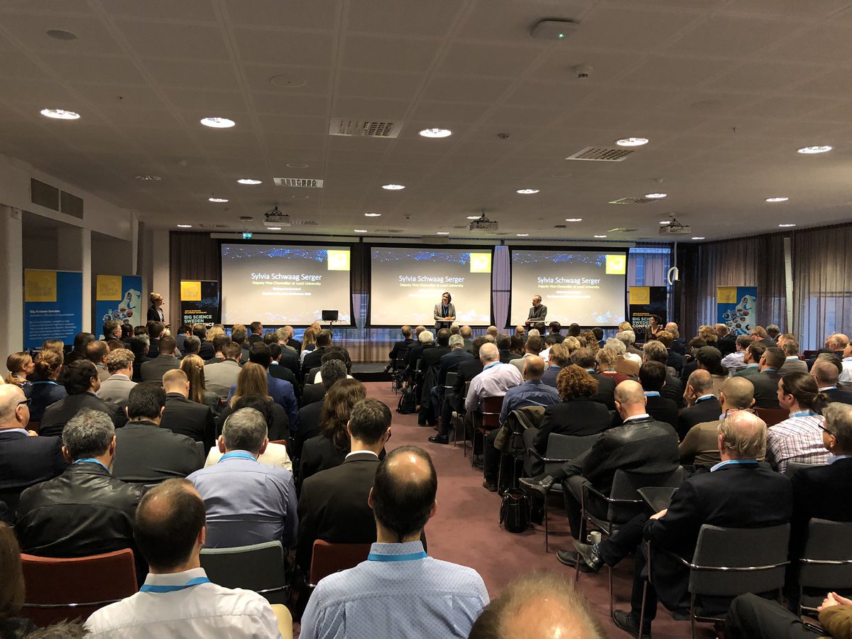 BigScienceSWE's tweet photo. Inaugeration of Big Science Sweden Conference in Lund. Sylvia Schwag Serger from Lun University aning others. #bigscienceswedenconference https://t.co/9bF4YCFKyl