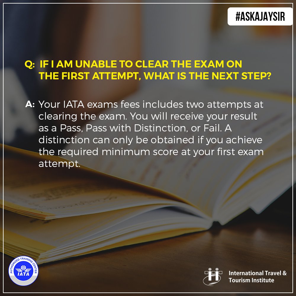 ITTI_Ahmedabad's tweet photo. So have you ever wondered what happens if you are unable to clear the IATA exam at the first attempt? Question answered by Ajay sir!

#AskAjaysir #ITTIAhmedabad #IATA https://t.co/XUIGzhyAnx