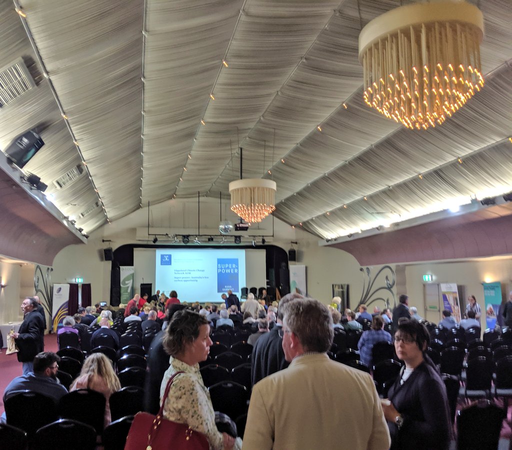 We're here in Traralgon tonight to hear from Prof. Ross Garnaut talk about the book 'Superpower', and the big opportunities for renewable energy in the Latrobe Valley and Gippsland.The room is filling up!  #VicClimateSolutuons  #JustTransition  #gippsnews