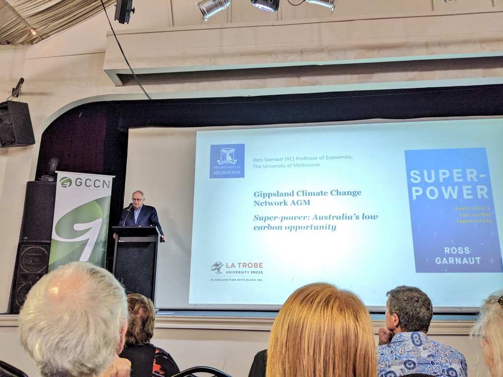 Prof Ross Garnaut says Australia has huge opportunities to benefit from climate action.First he's taking the crowd through changes in climate science over the decade.