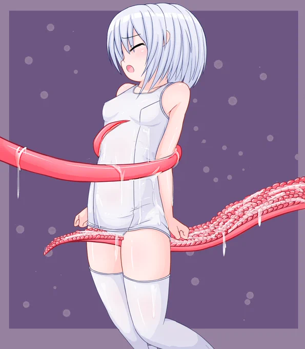 絵257号「白スクさん」ブラシ触手でお股をぞりぞり 