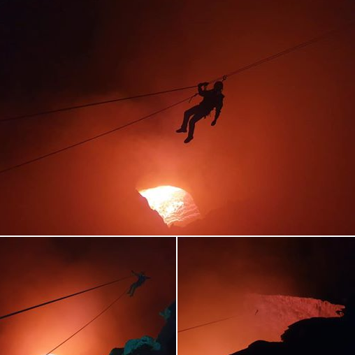 ISUnet's tweet photo. ISU #MSS07 Andreea Radulescu zip lining over the Masaya volcano! @ISUnet https://t.co/H2MbV2ZxYy