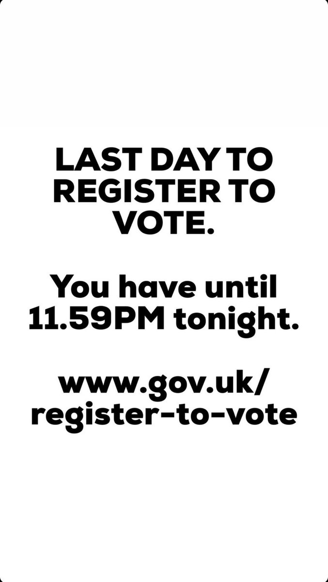 Register to Vote at: gov.uk/register-to-vo…
Do it now before it’s too late.