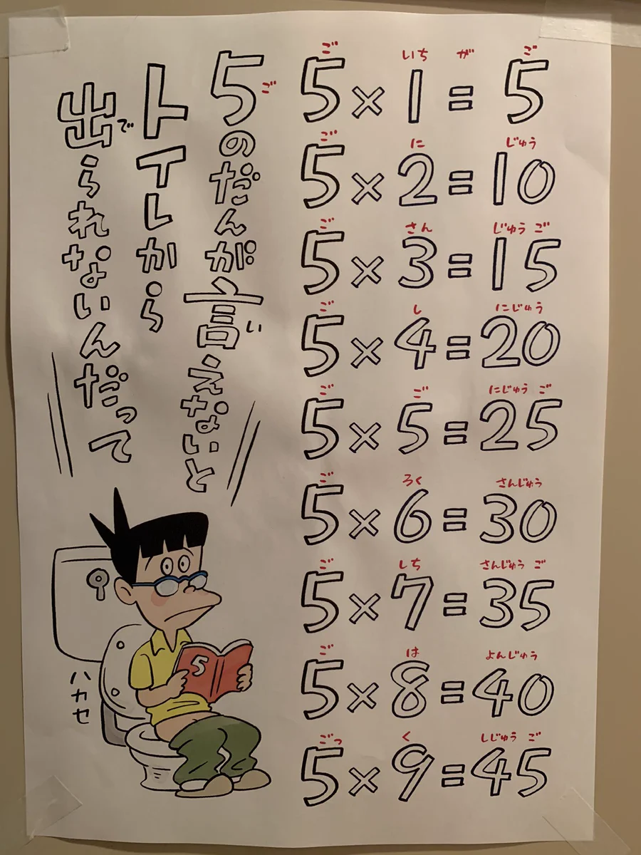 ズッコケ三人組にハマっている息子に！九九の表を作った！