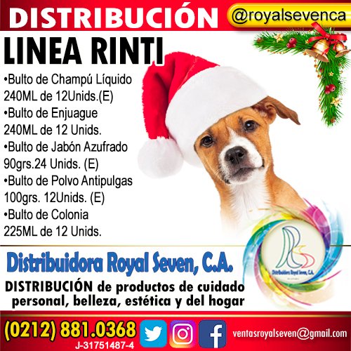 royalsevenca's tweet photo. LINEA RINTI
•Bulto de Champú Líquido
•Bulto de Enjuague
•Bulto de Jabón Azufrado
•Bulto de Polvo Antipulgas
•Bulto de Colonia
📞 0212 881.0368
📧 ventasroyalseven@gmail.com
@royalsevenca #rinti
💇🏼 #Caracas #RoyalSevenCa #royalSeven #distribución 🇻🇪 #26Nov https://t.co/EA8bcx9AfZ