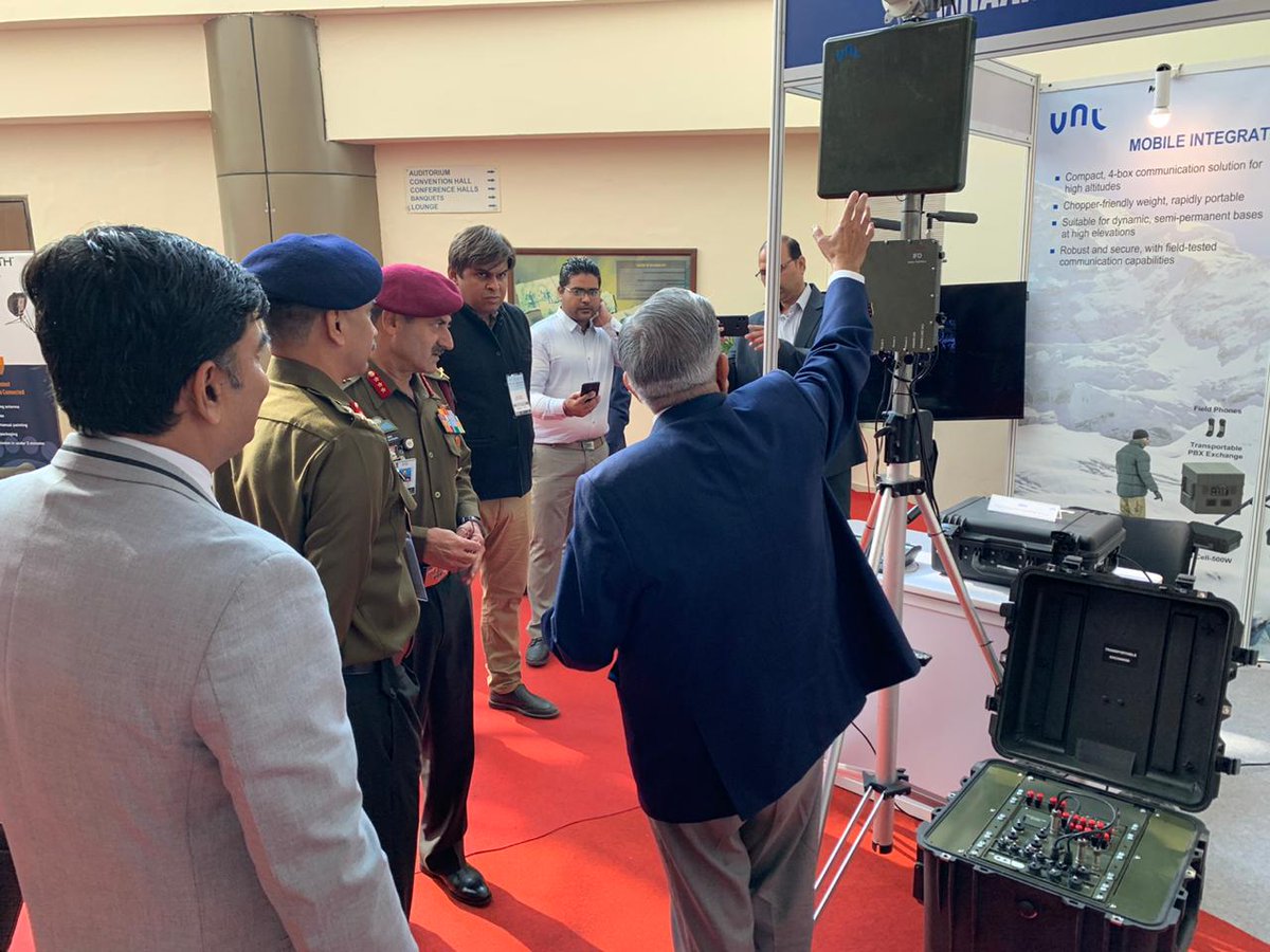 vnl_india's tweet photo. Army Chief, General Bipin Rawat at #VNL booth during #DefCom, 2019. On display is our suite of indigenously developed and manufactured tactical communication and ISR solutions for the Indian Armed Forces. #TacticalCommunication #SmartISR https://t.co/nOLpWm361K