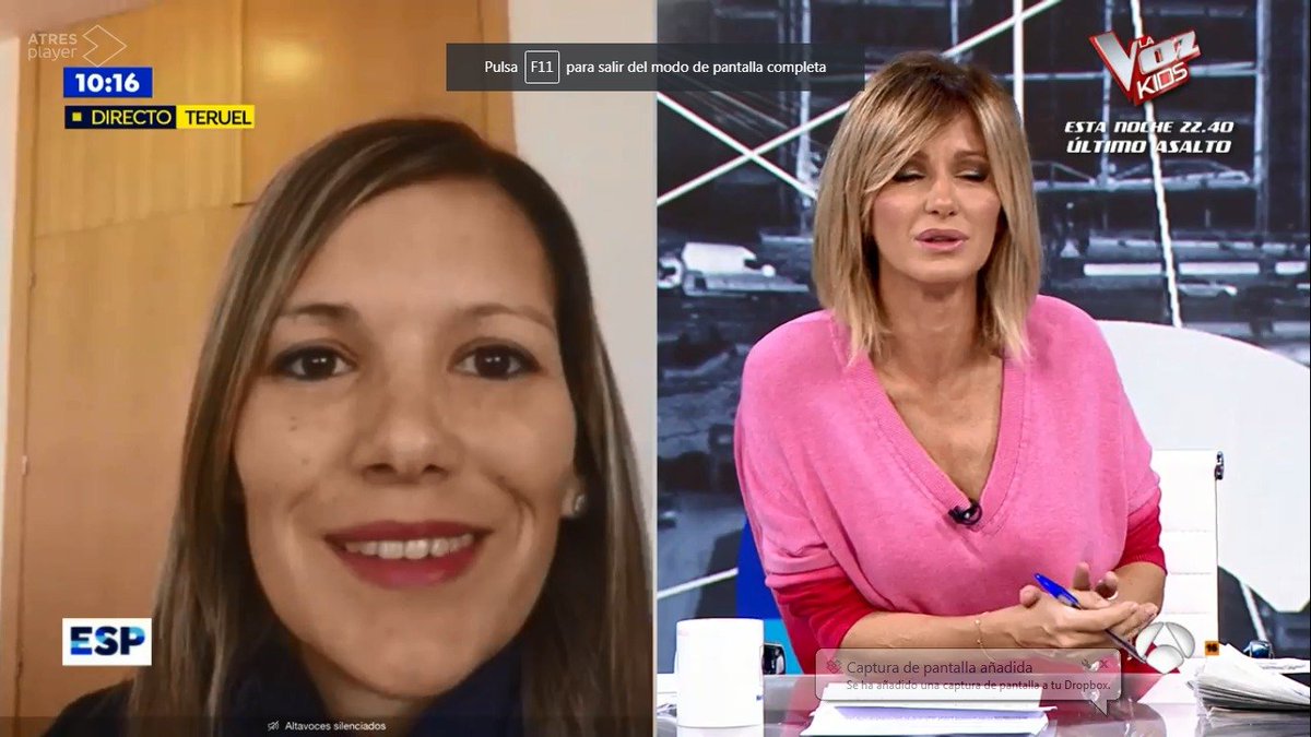 Beatriz Martín de #TeruelExiste en <a href="/EspejoPublico/">Espejo Público</a> hablando de la falta de cobertura móvil en la #EspañaVaciada por el abandono. En su pueblo Bueña la antena la han pagado los vecinos, solo tienen cobertura de una compañia y el móvil que le han dado del Senado no funciona allí