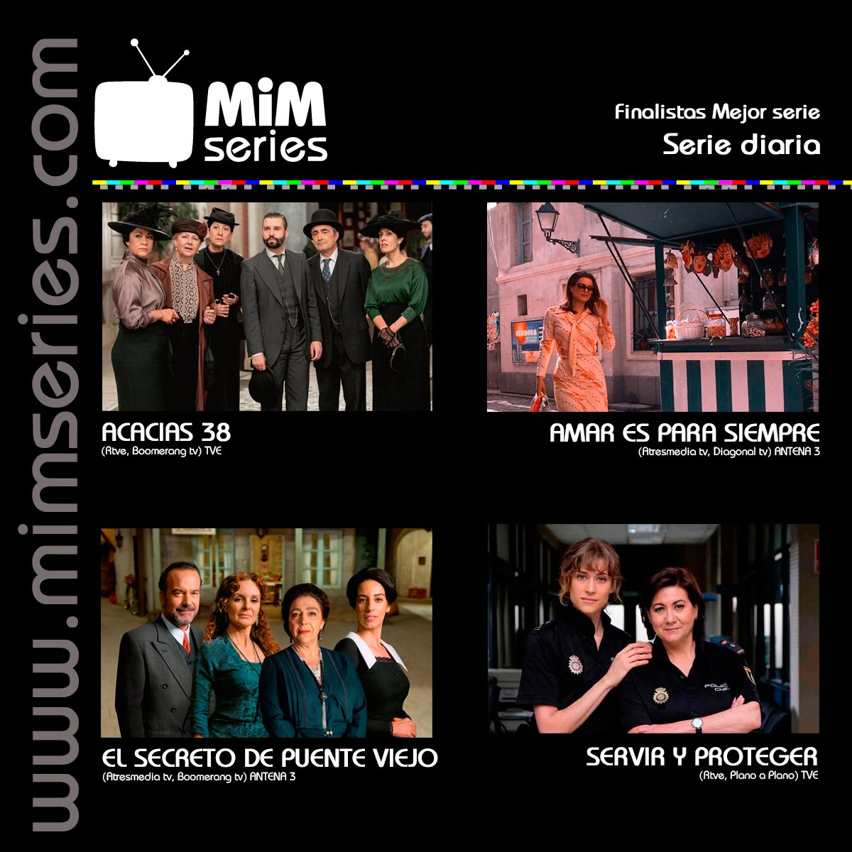 Muy contentos con la nominación de <a href="/SyP_tve/">Servir y Proteger</a> en <a href="/MIMSeries/">MiM series</a> y por ser, de nuevo, la emisión más vista on line del día (83.000 espectadores, que se añaden a los 893.000 que obtuvimos en audiencia lineal).