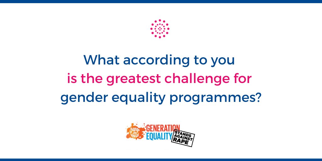 SwastiHC's tweet photo. Tell us what according to you is the greatest challenge for gender equality programmes.#TwitterChat #OrangeTheWorld #GenerationEquality #JoinTheDots 
@TheYPFoundation @pinthecreep @safty @ICRW @SDGBenchmarks @INBreakthrough @ThinkCREA @MandSIndia @sophierossuk @phiaindia https://t.co/q6PSsU4fx3