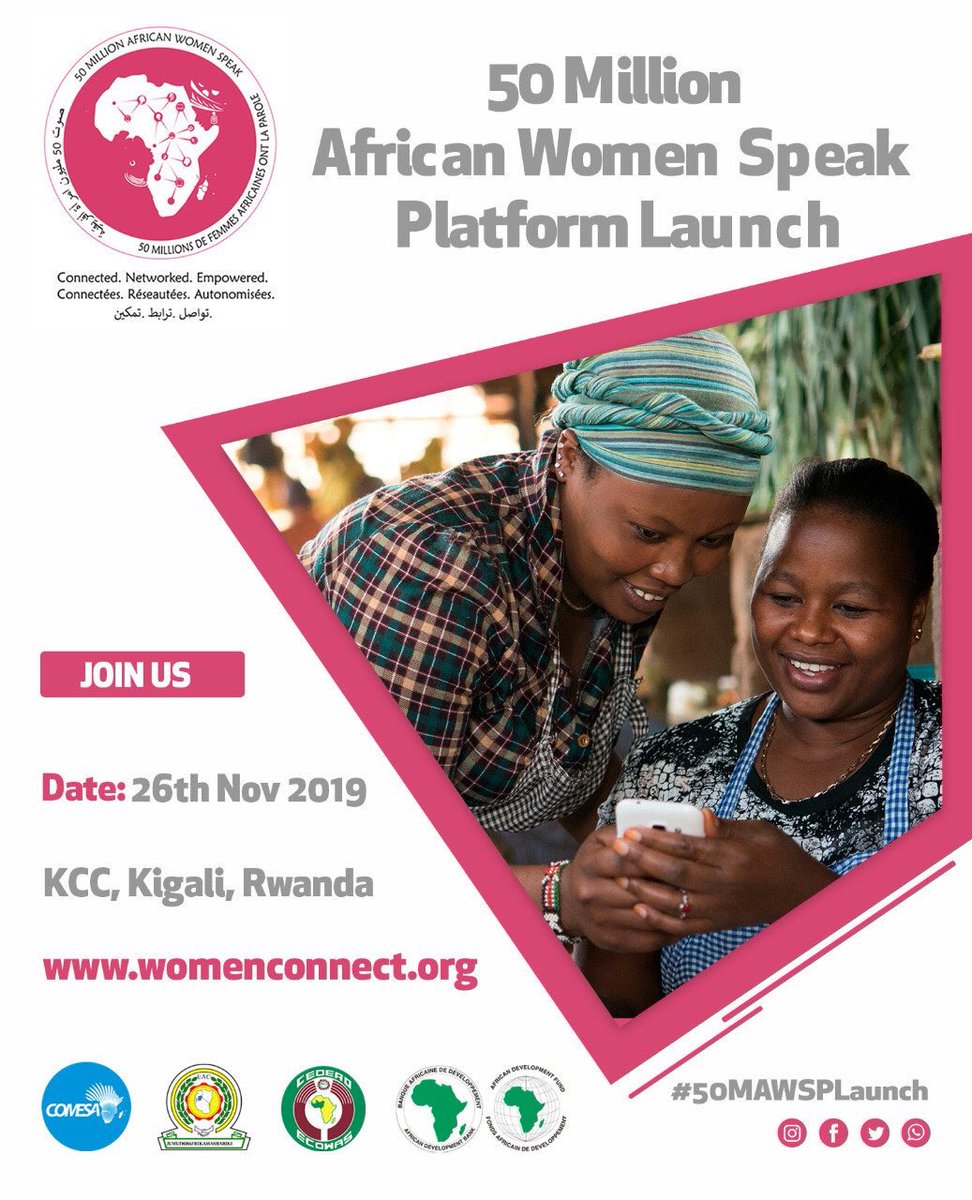 AfDB_Group's tweet photo. [COMING UP]: Official launch of the African Devlopment Bank-funded 50 million African women speak platform - a digital marketplace to address the information needs of women entrepreneurs in #Africa. #2019GGS

#50MAWSPLaunch https://t.co/EYeFcgCIEV