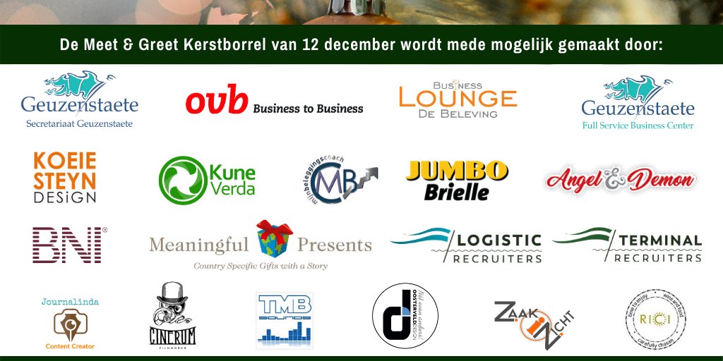 Geuzenstaete's tweet photo. De voorbereidingen voor onze Meet &amp; Greet Kerstborrel op donderdag 12 december zijn alweer in volle gang. Dankzij deze gastbedrijven kunnen we er ook dit jaar weer een gezellige en sfeervolle netwerkavond van maken: https://t.co/WAIJK3Pi1U
