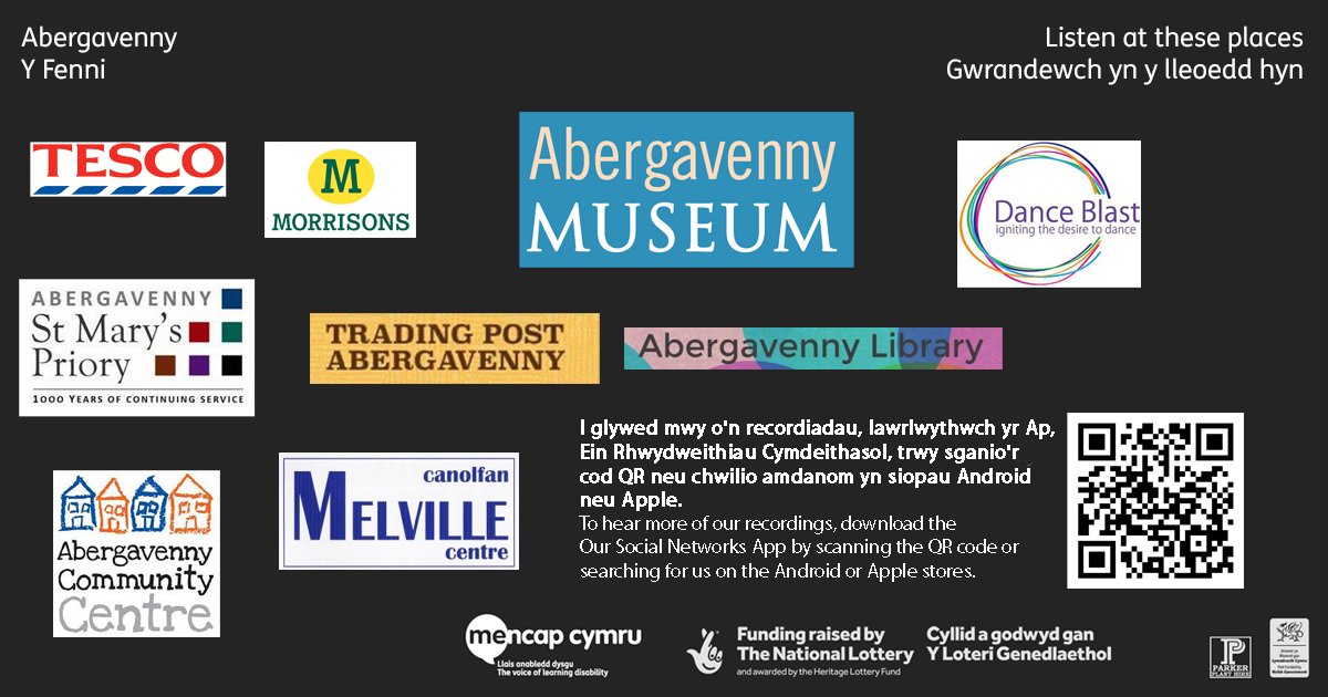 From this Monday in #abergavenny you'll be able to follow our oral history trail at these venues. Each venue will host an audio device that shares some of the #oralhistory we have collected from people with a #learningdisability <a href="/mencap_charity/">Mencap</a> <a href="/MencapCymru/">Mencap Cymru</a> <a href="/HeritageFundCYM/">Cronfa Treftadaeth y Loteri Genedlaethol</a>