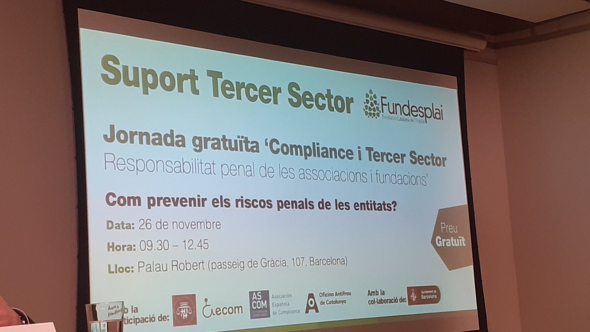 FundacionFHS's tweet photo. #PalauRobert #Fundesplai #Compliance3erSector https://t.co/BqmChnTdfU