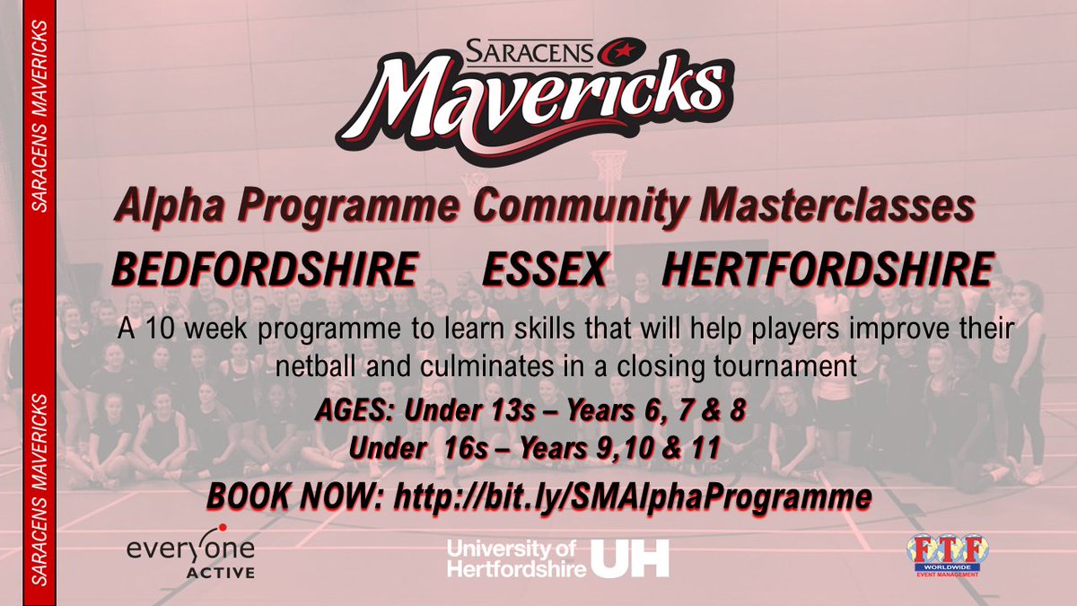 ⚠️ YOU WANTED MORE NETBALL ⚠️

Due to an overwhelming demand we have now added Under 16s age group to our inaugural Alpha Programme Community Masterclasses 

FIND OUT MORE HERE: ⬇️

🖥️ bit.ly/AlphaProgramme…

#BeAMaverick ❤️🖤