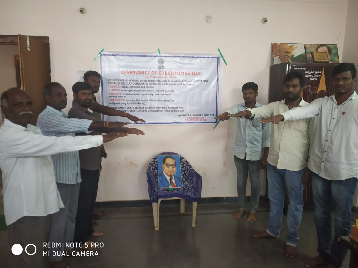 dfovkb's tweet photo. Celebration of 70th National Constitutional Day in O/o Dist. Fisheries Office, Vikarabad.. @coll_vkb https://t.co/eJCXxIrOQn