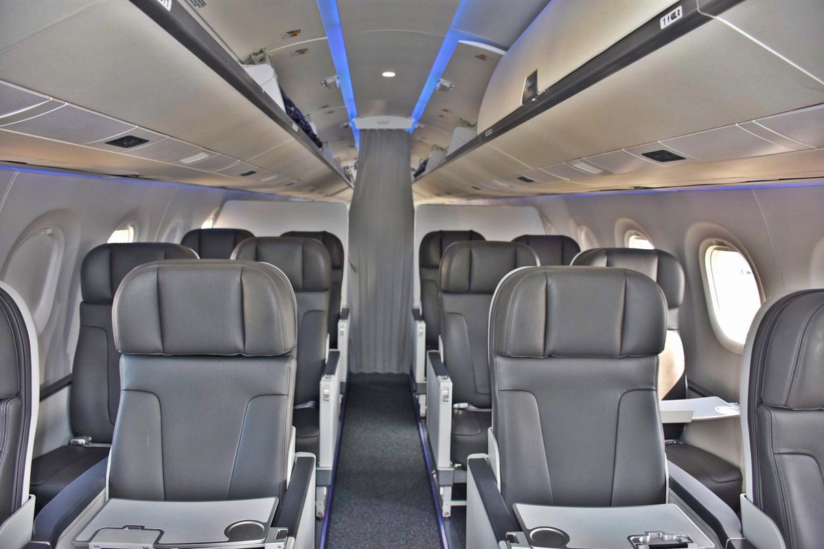 flyairpeace's tweet photo. The @embraer E195-E2 Jet was on display at the #DubaiAirShow2019 .. and we promise our customers more delightful experience once we take delivery of the aircrafts.  

Watch this space! 
#BetterDealWithAirPeace✈️ https://t.co/gdbPzAGtWW