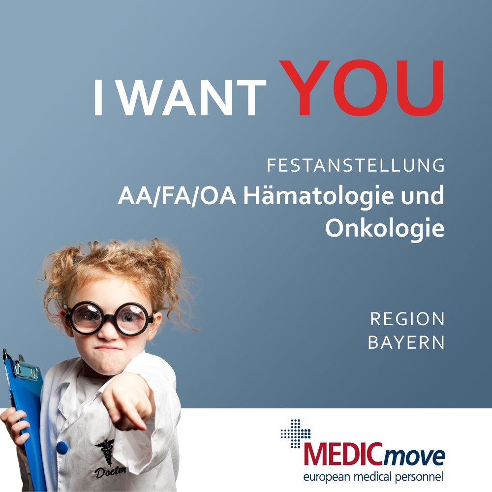 Für eine onkologische #Fachklinik in Bayern suchen wir ab sofort einen Assistenz- und/oder Fach- und/oder Oberarzt #Hämatologie und #Onkologie. Wir freuen uns auf Ihre Bewerbung.