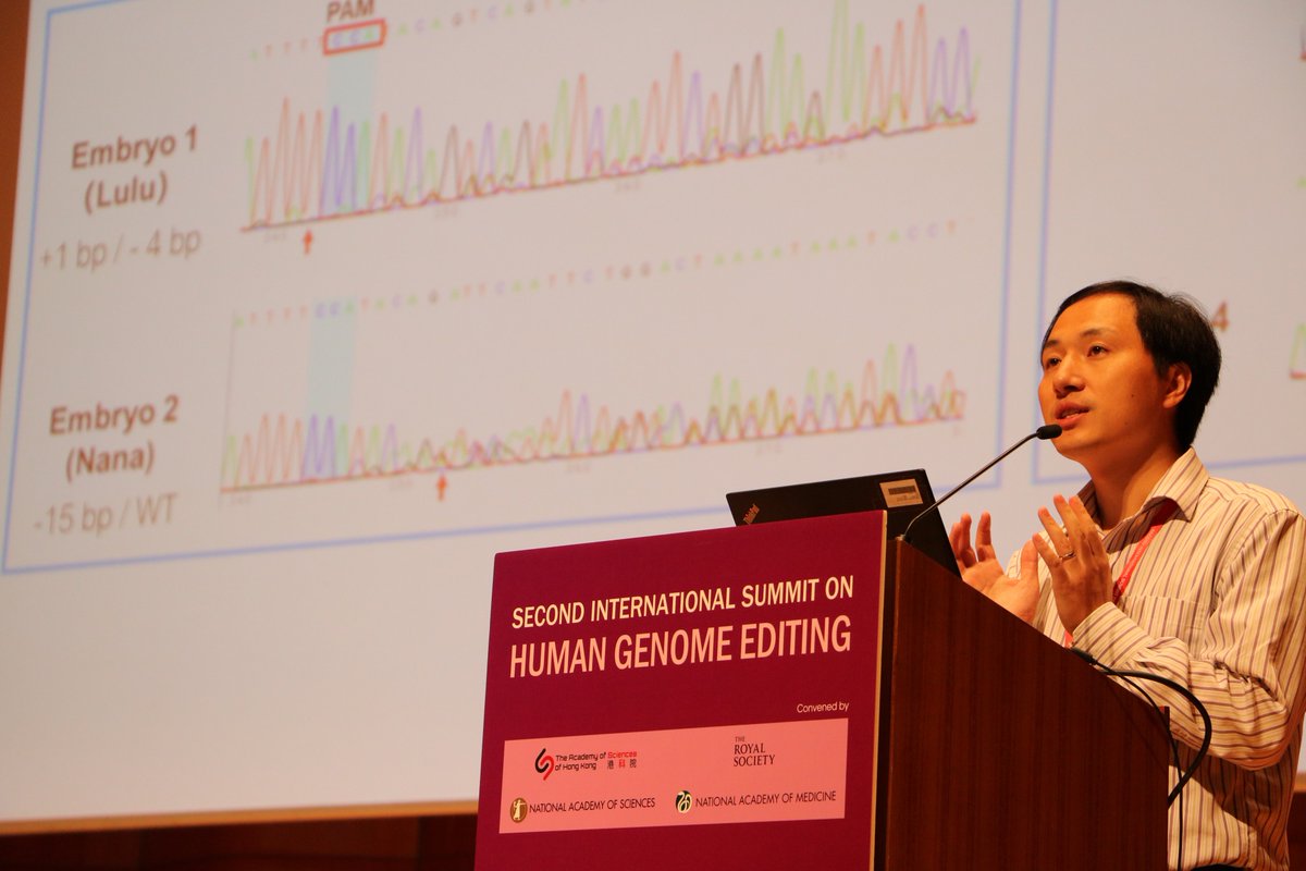 4/(This is puzzling. Surely JK understood that his talk at the Second International Summit on Human Genome Editing in Hong Kong would be the most important talk of his career to date. How did he mix up such critical information when making his slide?)
