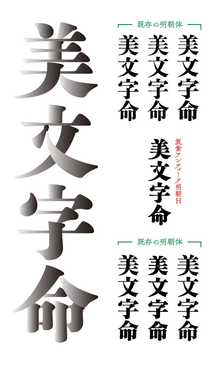 藤田重信 در توییتر 美しい極太明朝体を求めて筑紫アンティーク明朝h見本漢字制作中